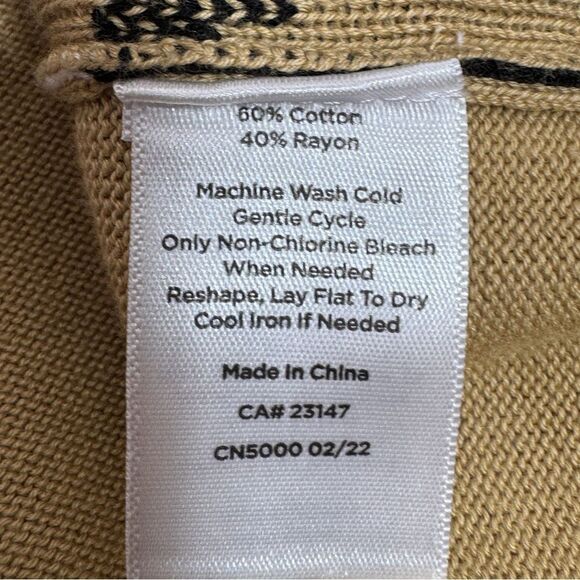 Talbots Zebra Head Crewneck Pullover Knit Top Sweater Tan Petite Large - Picture 12 of 14